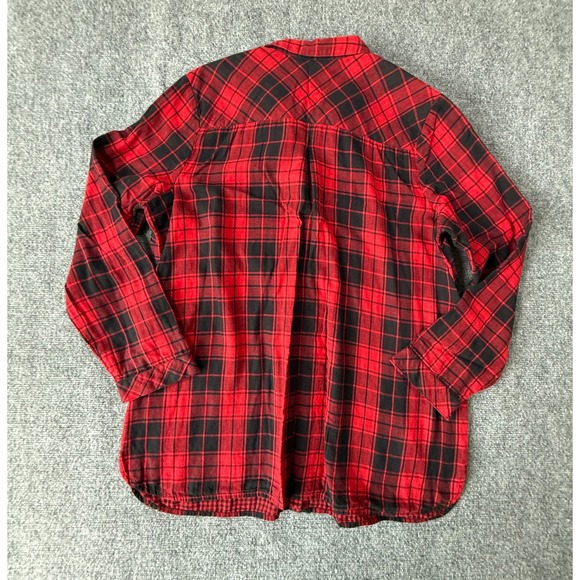 J. Jill Women's Red and Black‎ Plaid Button Down Long Sleeve Flannel Shirt Large - Picture 2 of 11